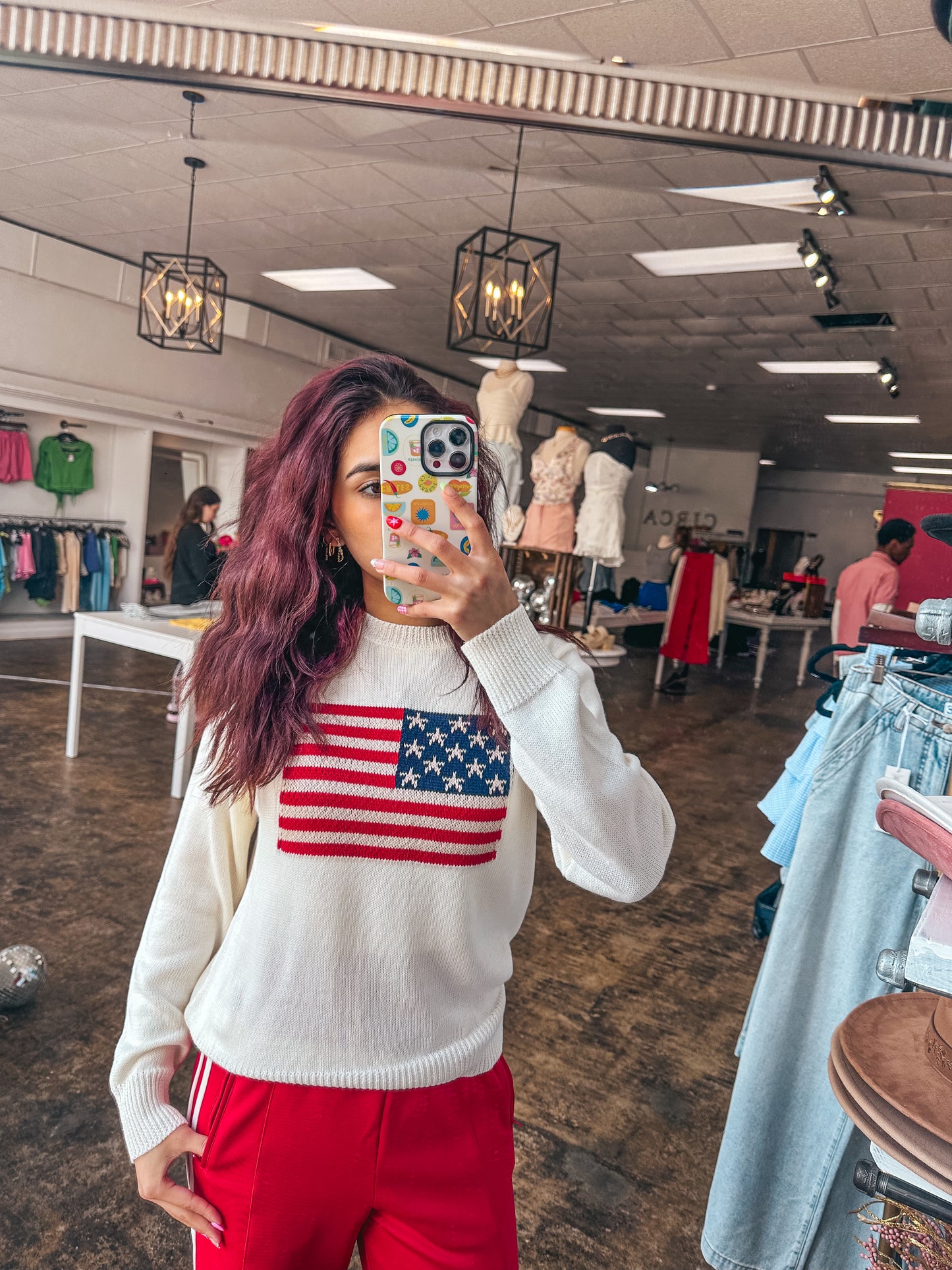 AMERICA HOME OF THE BRAVE LAND OF THE FREE FLAG SWEATER