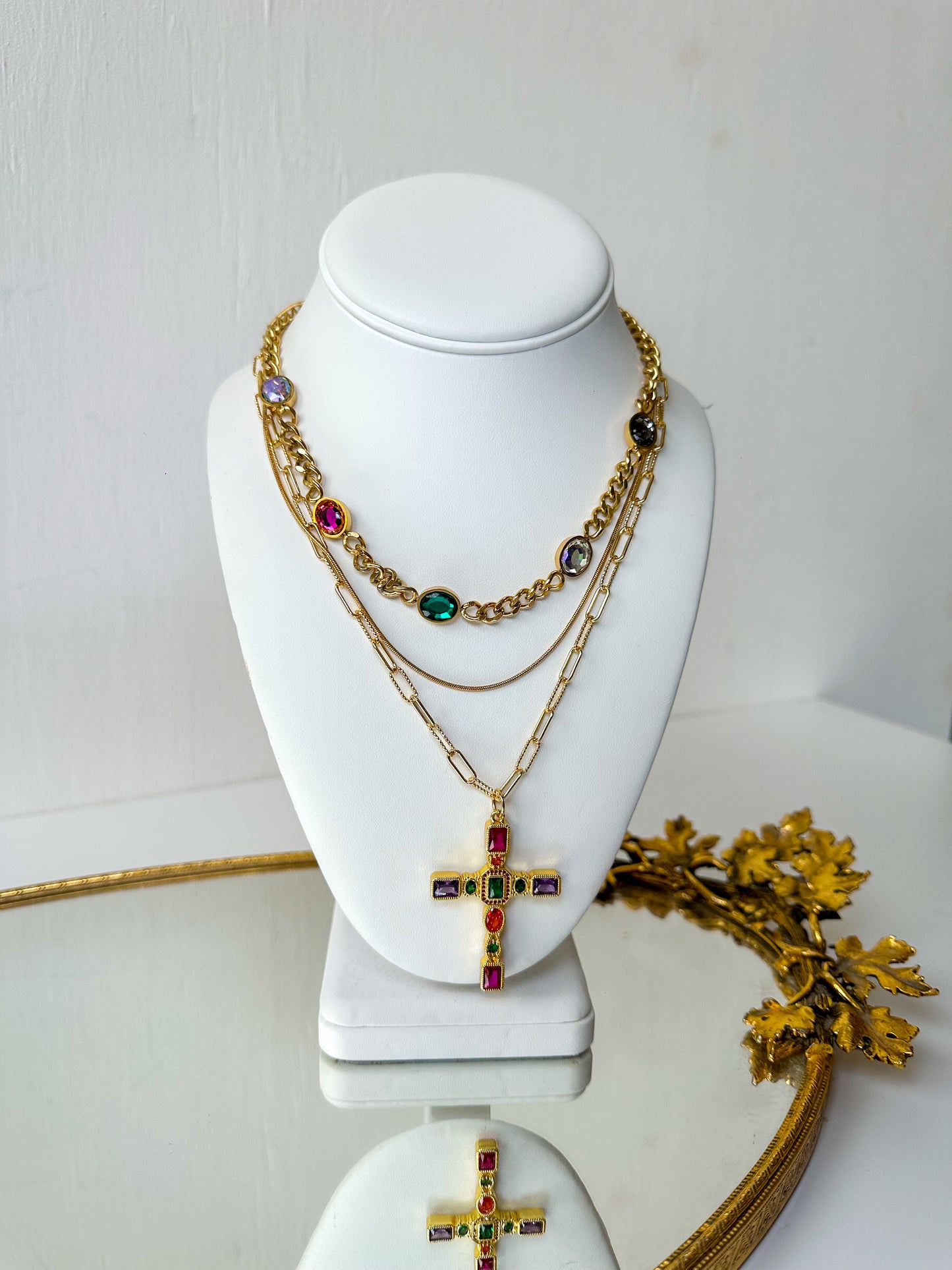 JEWEL CROSS NECKLACE