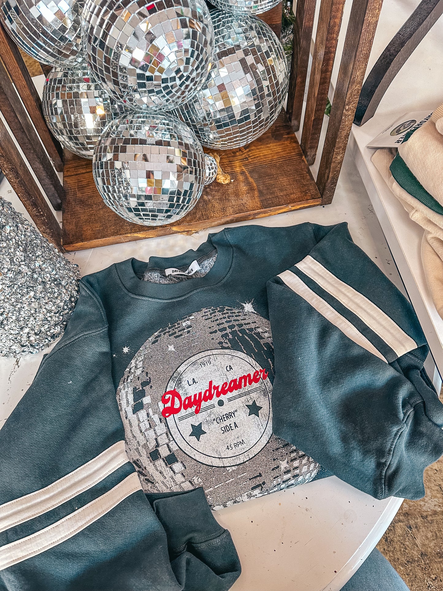 DISCO BALL VARSITY SWEATSHIRT